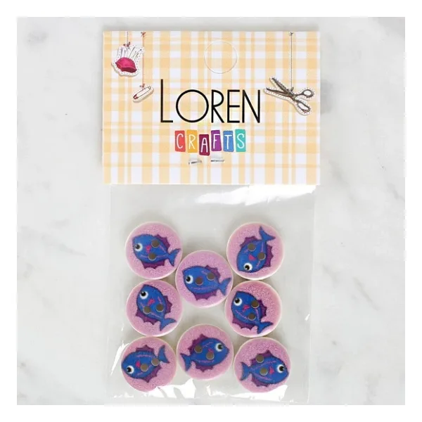 Loren Crafts 8'Li Balık Düğme - 1163