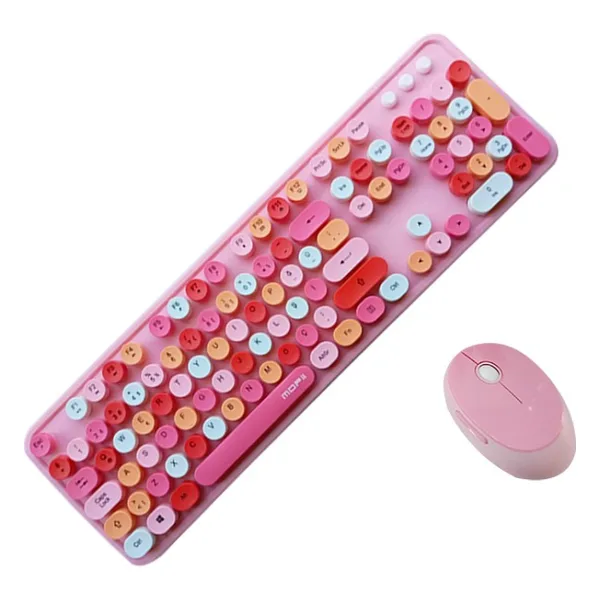 Microcase Mofii Sweet Serisi Renkli Kablosuz Klavye Mouse Set Türkçe AL4259 (Pembe)