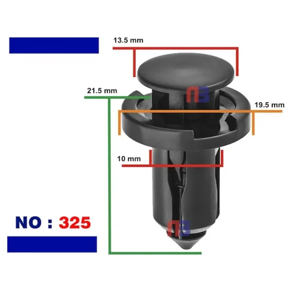 NB Klips Honda - Nıssan Tampon Klipsi 100 Adet 91506-s9a- 003 / 01553-09241