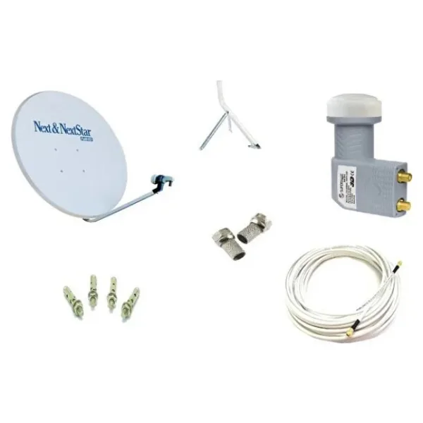 NEXT&NEXTSTAR Next Televizyon Çanak Anten Takımı Full Set 4k Hd Tv Uyumlu 85cm Dörtlü Lnb kablo