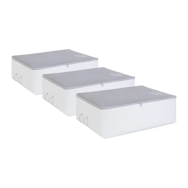 Ocean Home Textile 3lü Büyük Boy Gri Renk Stuff & Things Baza Altı Hurç Set