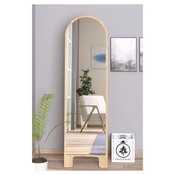 Olcay Aksesuar Sonomo 120X43 cm Ayaklı Tek Kubbeli Salon Antre Çocuk Odası Banyo Wc Yatak Odası Boy Aynası - Ahşap
