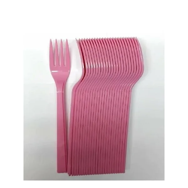 PEMBE RENK PLASTİK ÇATAL 25 ADET Sert Dayanaklı Plastik Lüks Kullan At Doğum Günü Parti Sunum Çatalı