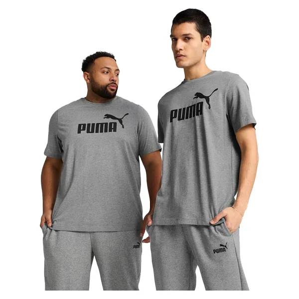 Puma Essentials No. 1 Logo 682532-03 Gri Kısa Kollu Yuvarlak Yaka Erkek Tişört