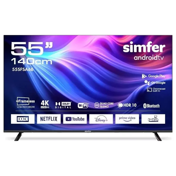 Simfer 55SFSA6B 4K Ultra HD 55" 140 Ekran Uydu Alıcılı Android Smart LED TV