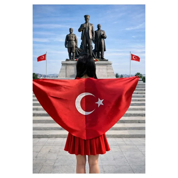 Tarzını Seç Tarzını Seç Çift Taraflı Ayyıldız Pelerin Gösteri Kostümü 145x73cm