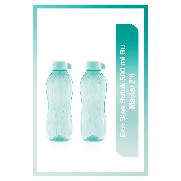 Tupperware Eco Şişe Suluk 500 ml Su Mavisi BPA İçermeyen Ergonomik Suluk 2'li