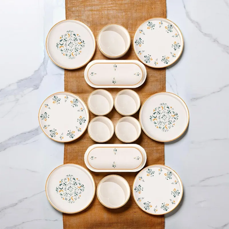 Vienev Klasik 14 Parça Stackable Kahvaltı Takımı Sunum Tabağı
