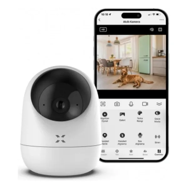 Xenon Smart Ev Kamerası 2K 3MP, WiFi, Mobil Kontrol, Sesli, 360° Ptz, Hareket Takip, İç Mekan Kamera