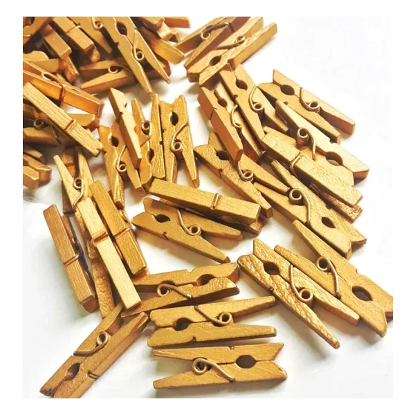 100'lü Gold Ahşap Fotoğraf Albüm Mandal 2.5cm (10'lu Paket-1000 Adet)