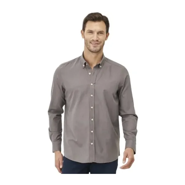 AC&Co/Altınyıldız Classics Erkek Antrasit%100 Pamuk Flamlı Oxford Slim Fit Düğmeli Yaka Gömlek, Antrasit, XL