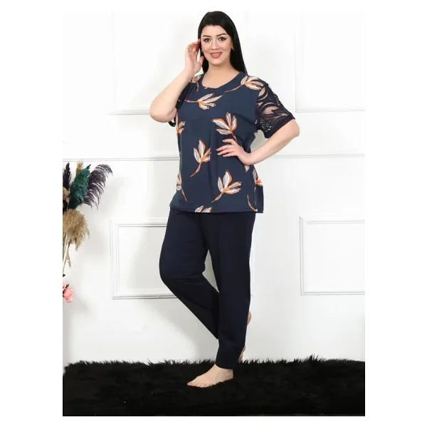 Akbeniz Kadın 5XL-6XL-7XL-8XL Büyük Beden Kısa Kol Pijama Takım 75005
