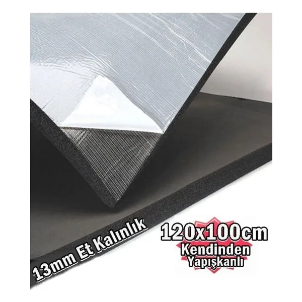 Araç Oto Ses Isı 13Mm Kauçuk Izolasyon Karavan Yalıtım Malzemesi 120Cmx100cm Levha Yapışkanlı