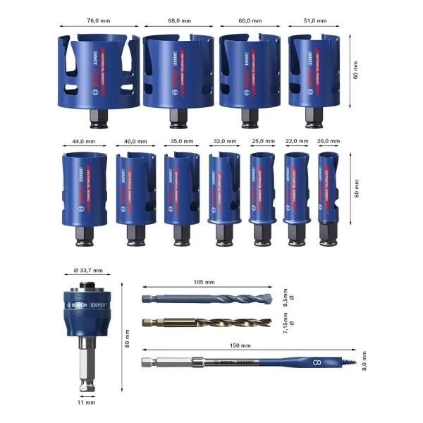 Bosch Expert 15 Parça Yapı Malzemeleri için Panç Seti 2608900489