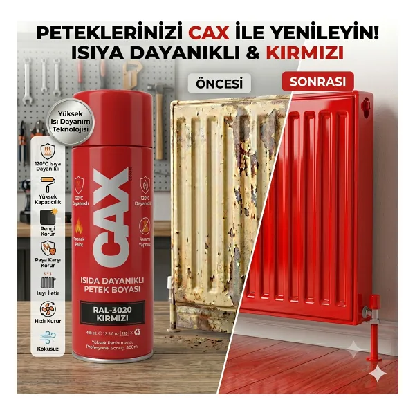 CAXCOLORS Cax Isıya Dayanıklı Kalorifer Petek Sprey Boyası 400 ml Sararma Yapmaz - [parlak Beyaz]