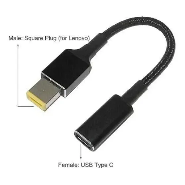 Dişi Type C - Erkek Square Plug Dönüştürücü Kablo Lenovo Uyumlu