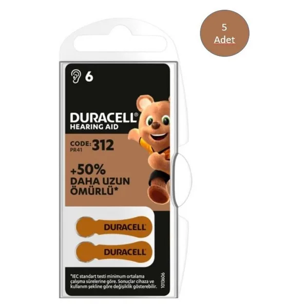 Duracell Activair 312 Numara 6'lı 5 Paket İşitme Cihazı Pili
