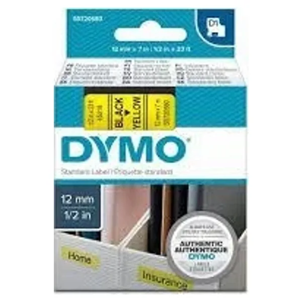 DYMO D1 12 mm x 7 mt Şeffaf / Siyah Yedek Şerit 45010