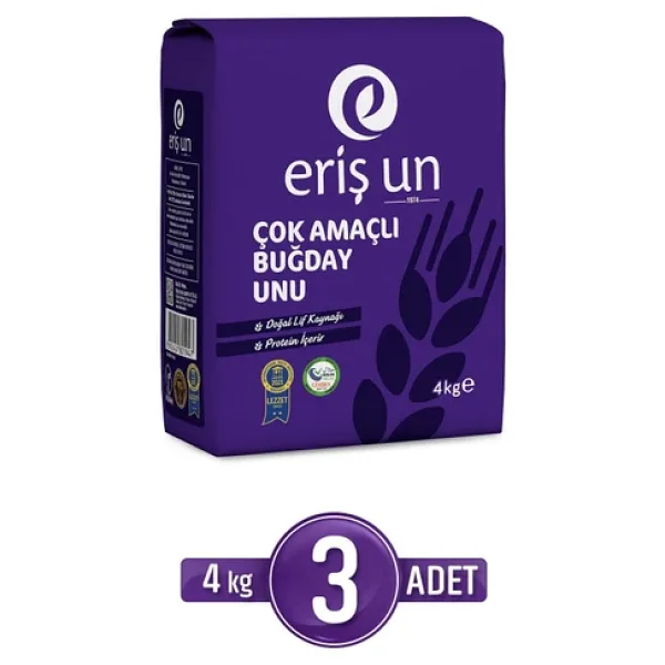 Eriş Un 3'lü Çok Amaçlı Buğday Unu Eriş 4 kg