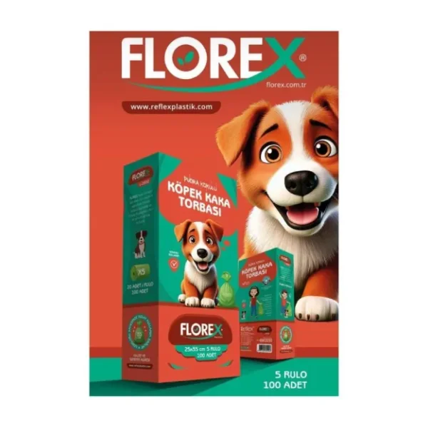 Florex Pudra Kokulu Köpek Kaka Torbası (5 Rulo/ 100 Adet)