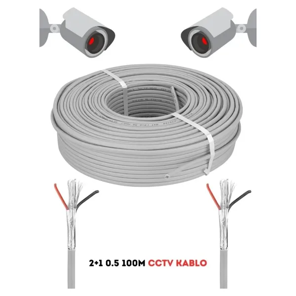 Fury Cctv Kablo Guvenlik Kamera Kablosu 2+1 0.5Mm 100M Metre