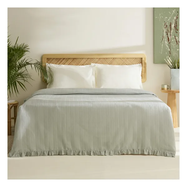 Karaca Home Maye Mint Fırfırlı Çift Kişilik Pike