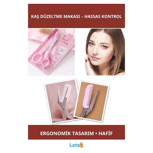 Letsii Ergonomik Taraklı Kaş Düzeltme Makası - Cilt Bakım Aleti