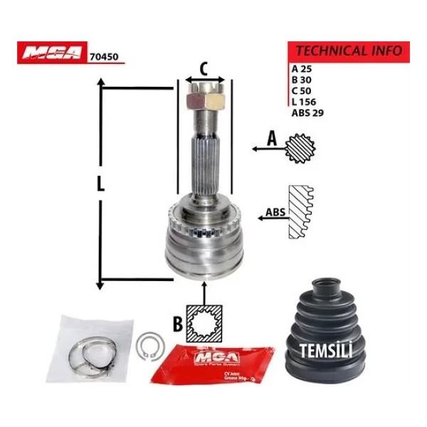 MGA 70450 Aks Kafası Dış Absli Elantra 04-06 25x30x50Xabs-29