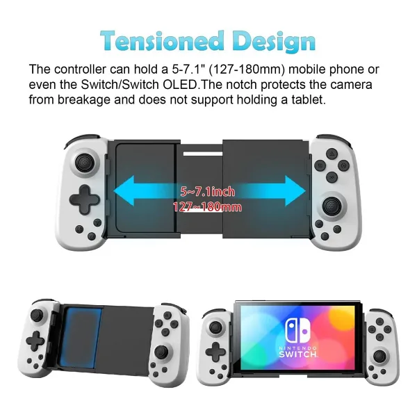 Mmctech D6 Tablet Telefon Için Joyistikli Teleskopik Oyun Gamepad Android Ios Harmonyos Switch Androidtv