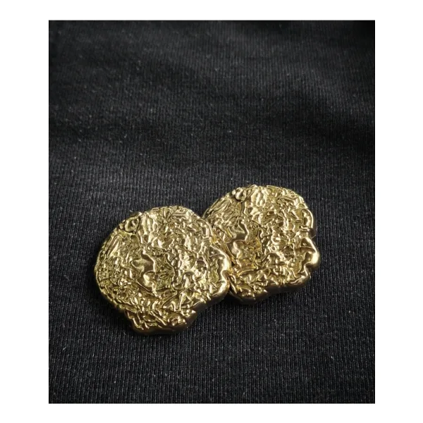 NESGO MODA Premium Krater Taşı Görünümlü Metal Gold Düğme - 2 adet 45mm 72 boy(extra buyuk)