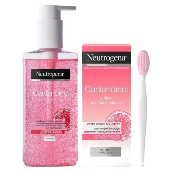 Neutrogena Canlandırıcı 200 ml Yüz Temizleme Jeli + Yağsız Nemlendirici 50 ml Cilt Bakım Seti