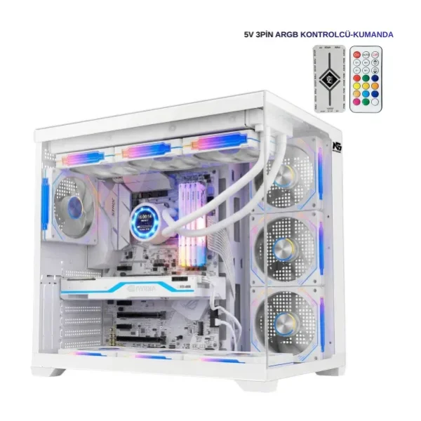 Next Gaming Alpha Elite 7x ARGB Fan Kumanda ve Kontrolcü ATX Boş Bilgisayar Kasası Beyaz