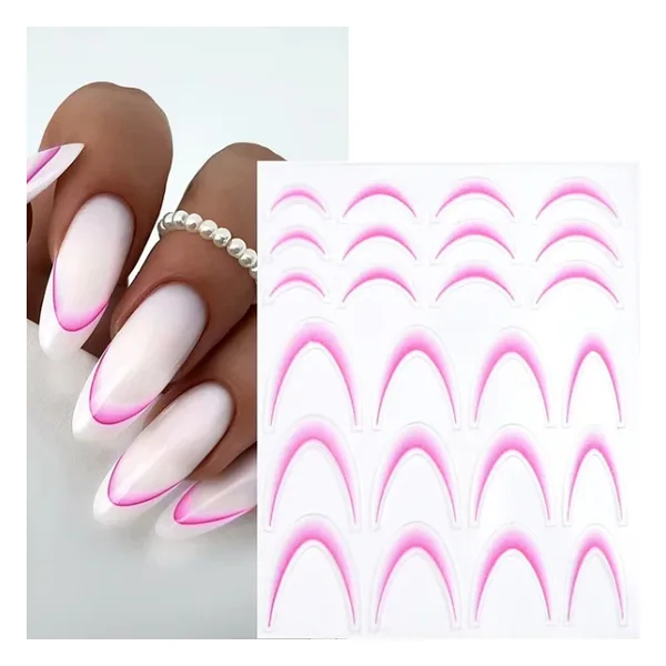 Ombre Efekt French Tırnak Sticker Pembe Nail Art Sd-1945