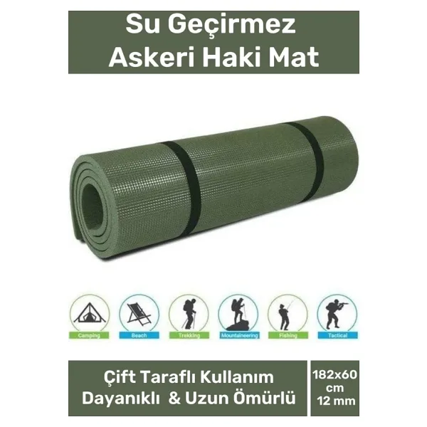 Özel Su Geçirmez 182x60cm Hafif Pratik Dayanıklı Isı Yalıtım 12mm Kalınlık Köpük Askeri Haki Mat