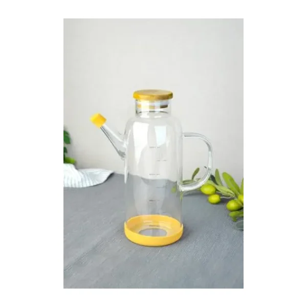 Paçi 800 ml Bambu Kapaklı Borosilikat Cam Kare Yağlık