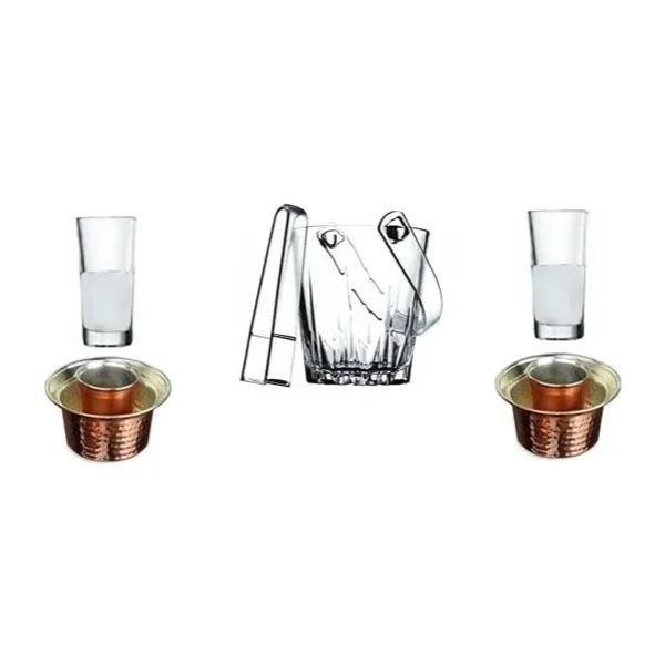 Pasabahce 6 Parça Meşrubat Rakı Bardak Bakır Ehlikeyf Buz Kovası Seti 869541202214456