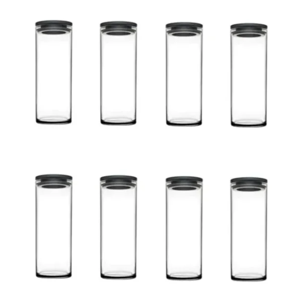 Paşabahçe 8'li Gri Vakumlu Cam Kavanoz Seti 23,4x9 cm Modern Tasarım Günlük ve Özel Kullanıma Uygun