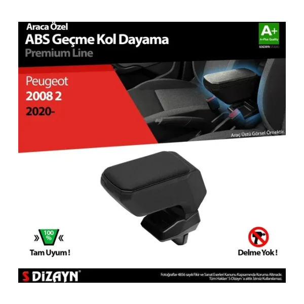 S-Dizayn Peugeot 2008 2 Kol Dayama Kolçak Geçmeli ABS Siyah 2020 Üzeri A+Kalite