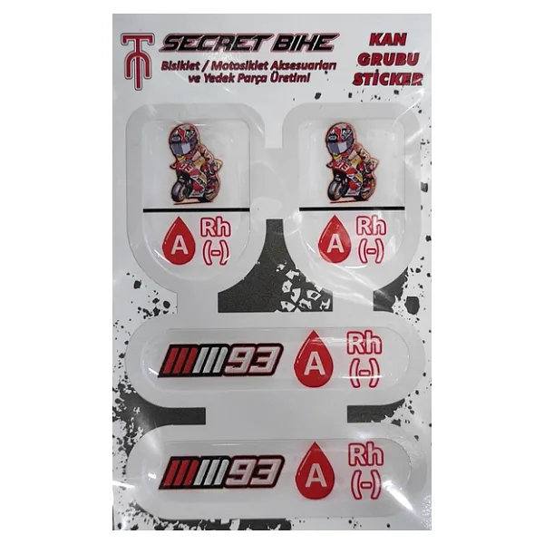 Secret Bike Kırmızı Motosiklet Ve Kask Kan Grubu Sticker A Rh (-) Negatif