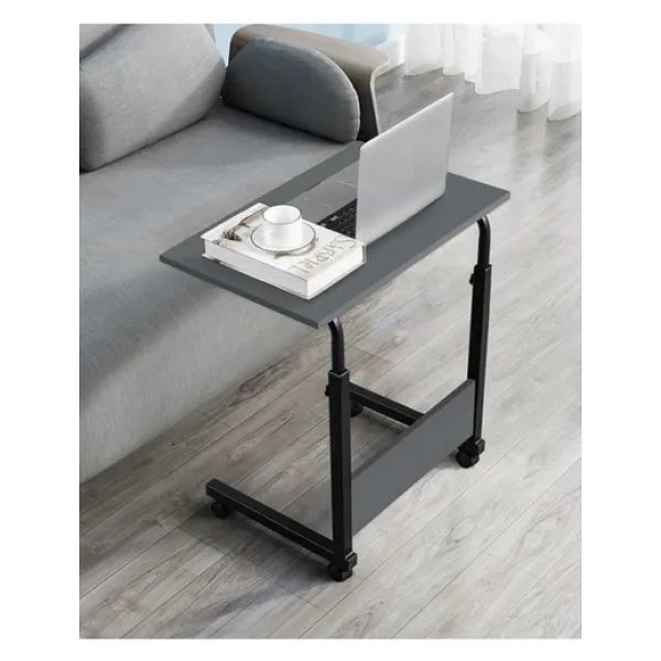 servetavcı Yükseklik Ayarlı Laptop Sehpası Ve Çalışma Masası - Antrasit (tekerli) Oval Kenar - 60x40