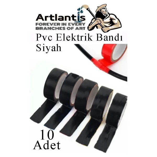 Siyah Elektrik Bandi 10 Adet Pvc Izolo Bant Elektrikci Bandi Su Gecirmez Isiya Dayanikli Yalitim Bandi