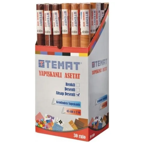 Temat Ahşap Desnli Yapışkanlı Asetat 45 Cm X 2 M