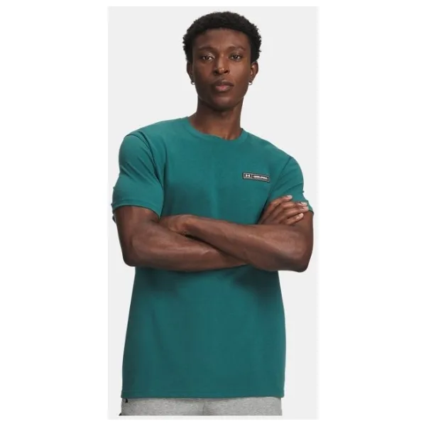 Under Armour Heavyweight Armour Label 1382831-338 Yeşil Kısa Kollu Bisiklet Yaka Erkek Tişört