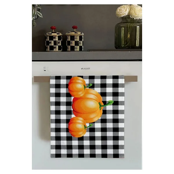 Viva Home Turuncu Bal Kabağı Desenli Fırın Mutfak Havlusu 30x50cm