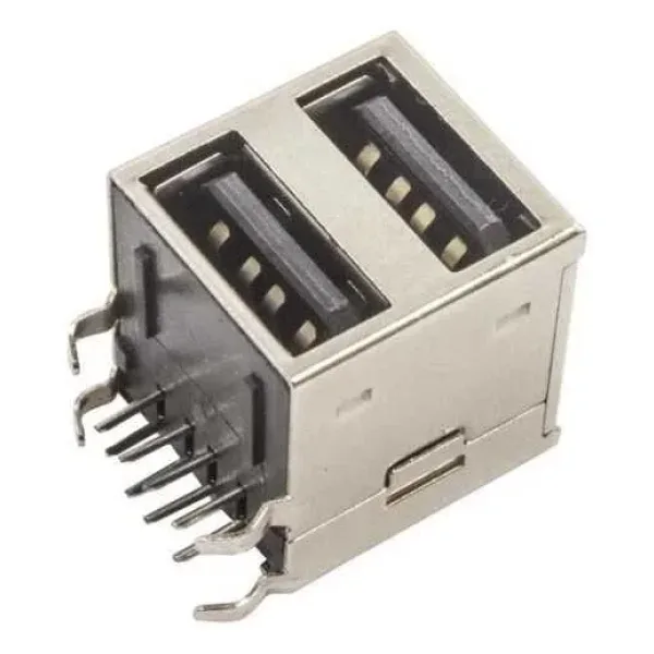 2 Port USB-A 2.0 Dişi Konnektör PCB Tipi
