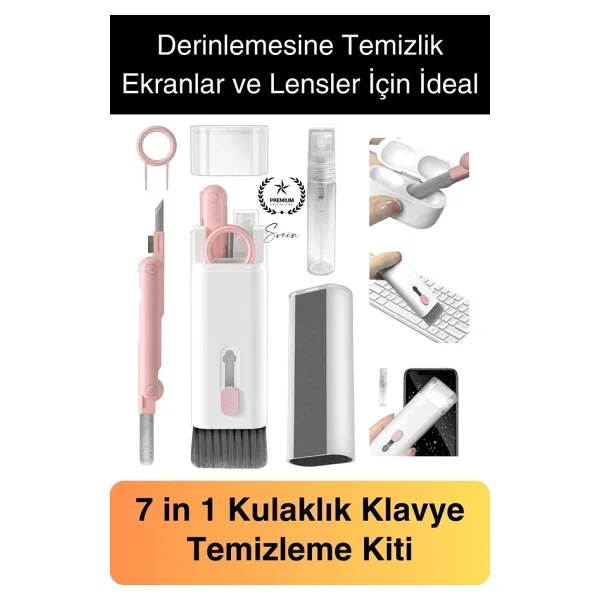 7in1 Bluetooth Kulaklık Temizleme Kalemi Klavye Telefon Tablet Elektronik Eşya Detaylı Temizlik Kiti