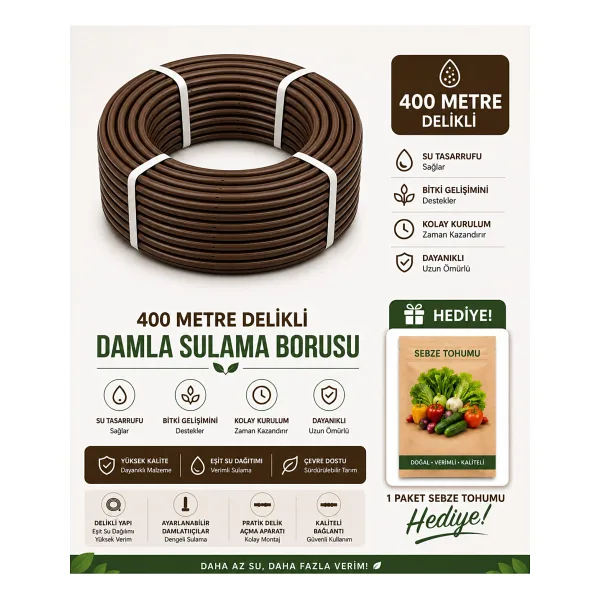 AGROLUX 400 Metre 40cm Kendinden Delikli Damlama Borusu