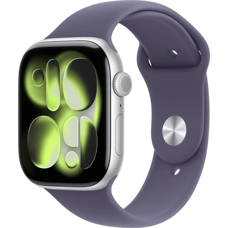 Apple Watch Series 11 GPS 42mm Gümüş Rengi Alüminyum Kasa ve Sis Moru Spor Kordon Akıllı Saat