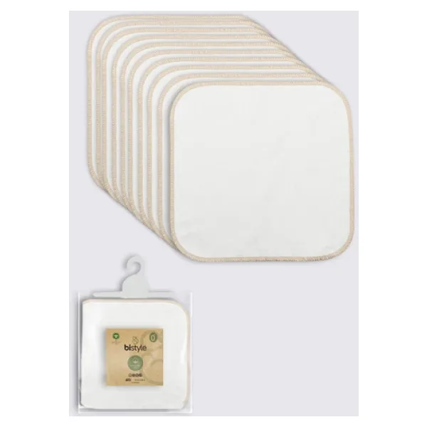 Bistyle Organik 28x28 10'lu Penye Mendil 90101 Ekru