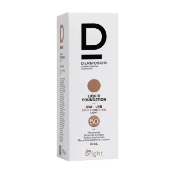 Dermoskin Be Bright SPF50+ Likit Fondöten 33ML - Light Pürüzsüz Bitiriş ve Doğal Görünüm